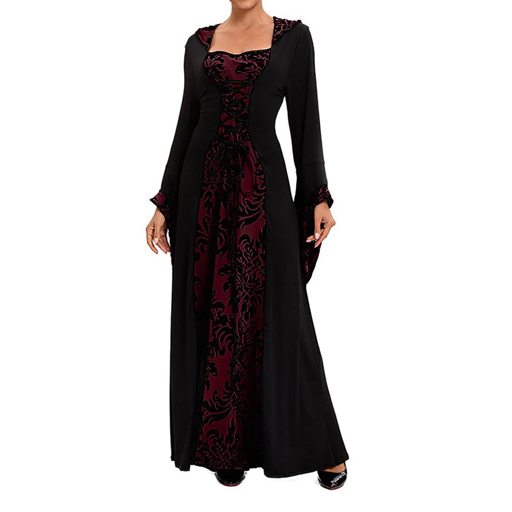 LYXSSBYX Maxi Dresses for Women Women's Long Sleeve Neck Dress Floor Length Cosplay Dress Plus Size Dress