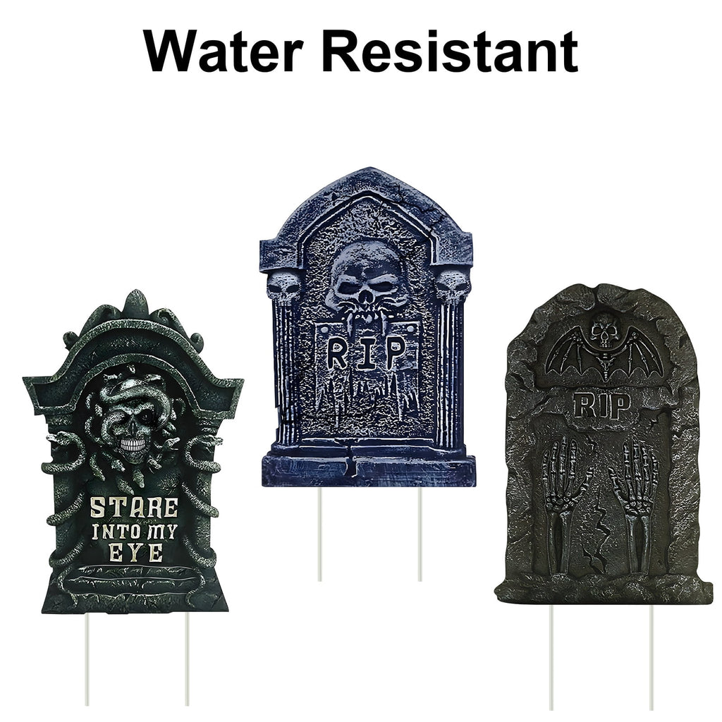 Gamexcel Halloween Gravestone Yard Signs, 10 Pack Tombstone Decorations with Stakes for Lawn, Garden and Haunted House