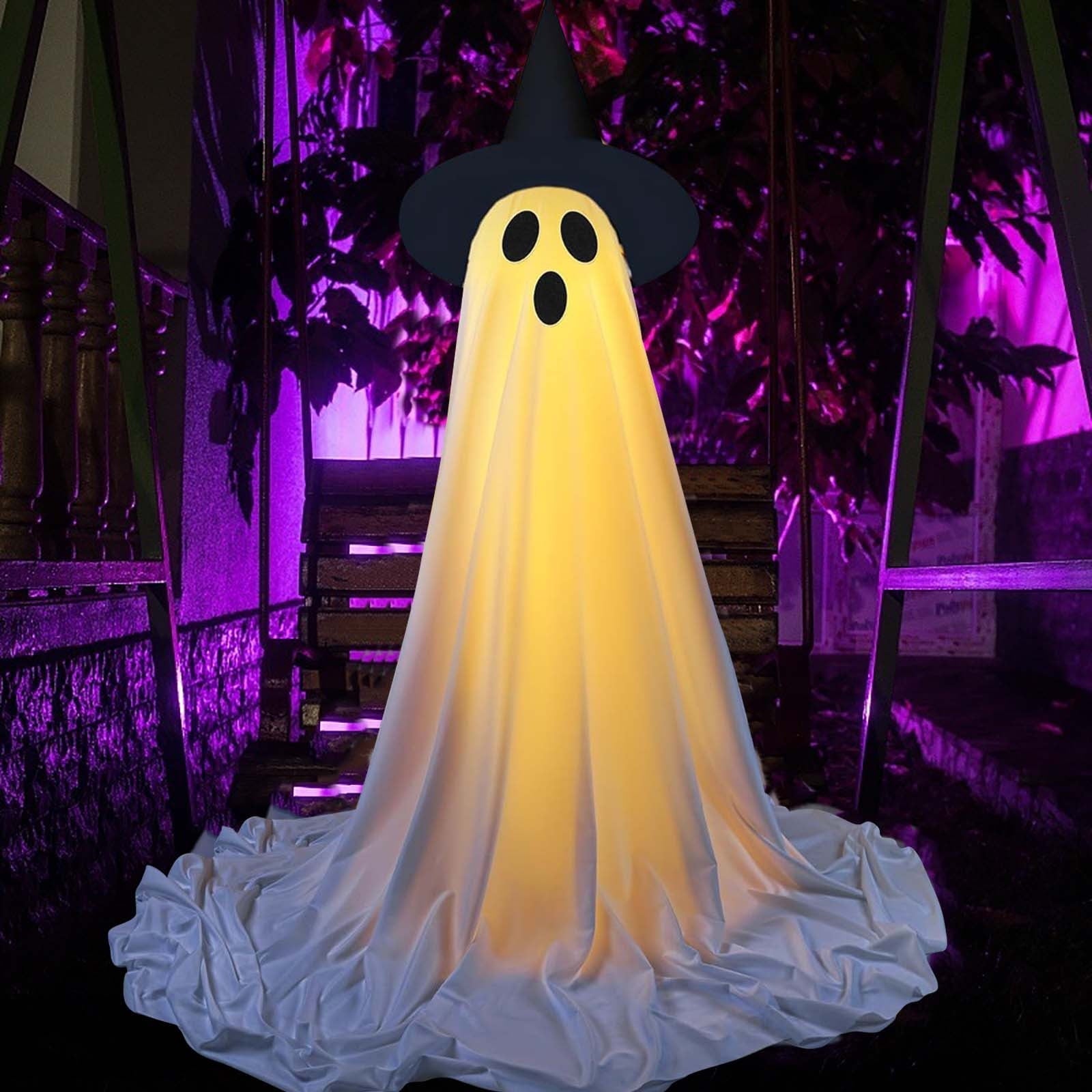 BZPIZ Halloween Decorations Outdoor Halloweens Party Decoration Indoor Spooky Ghost Halloween Decor with String Lights Easy to Assemble Ghost Decorations for Porches Yards Gardens Lawn Big Size