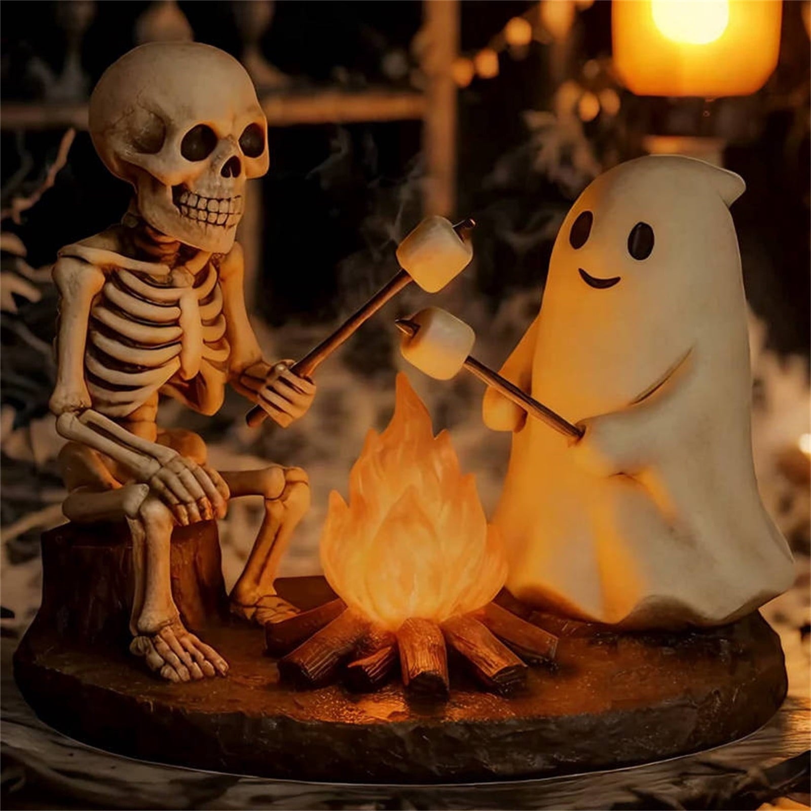 Ghost Bubble Bath LampHalloween Bathroom Decor Gifts Under 20 Bathtub Ghost & Dog Resin Figurine, Warm LED Halloween Tabletop Decor for Bathroom, Bedroom, Kids Room & Fall Home Accent
