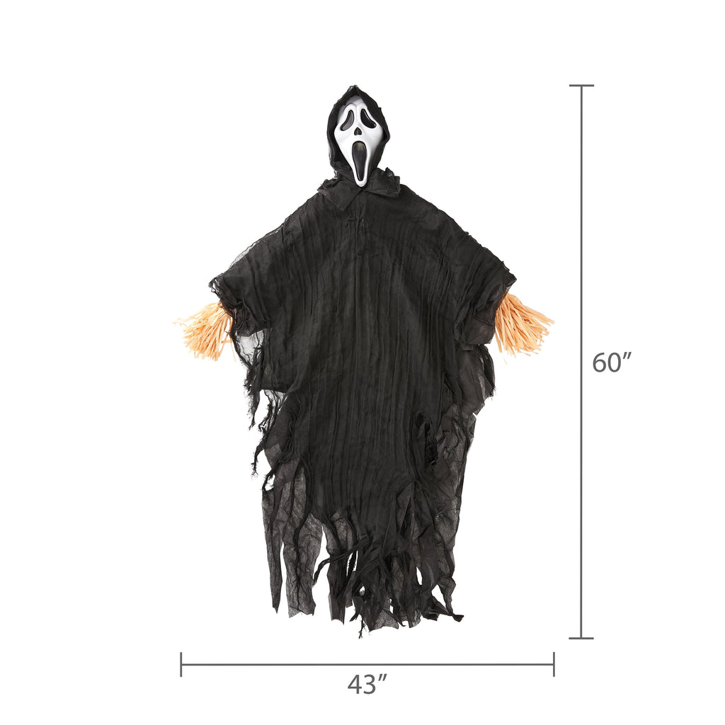 Ghost Face Scarecrow, Black, 60", Halloween Plastic Outdoor Decoration, by Fun World