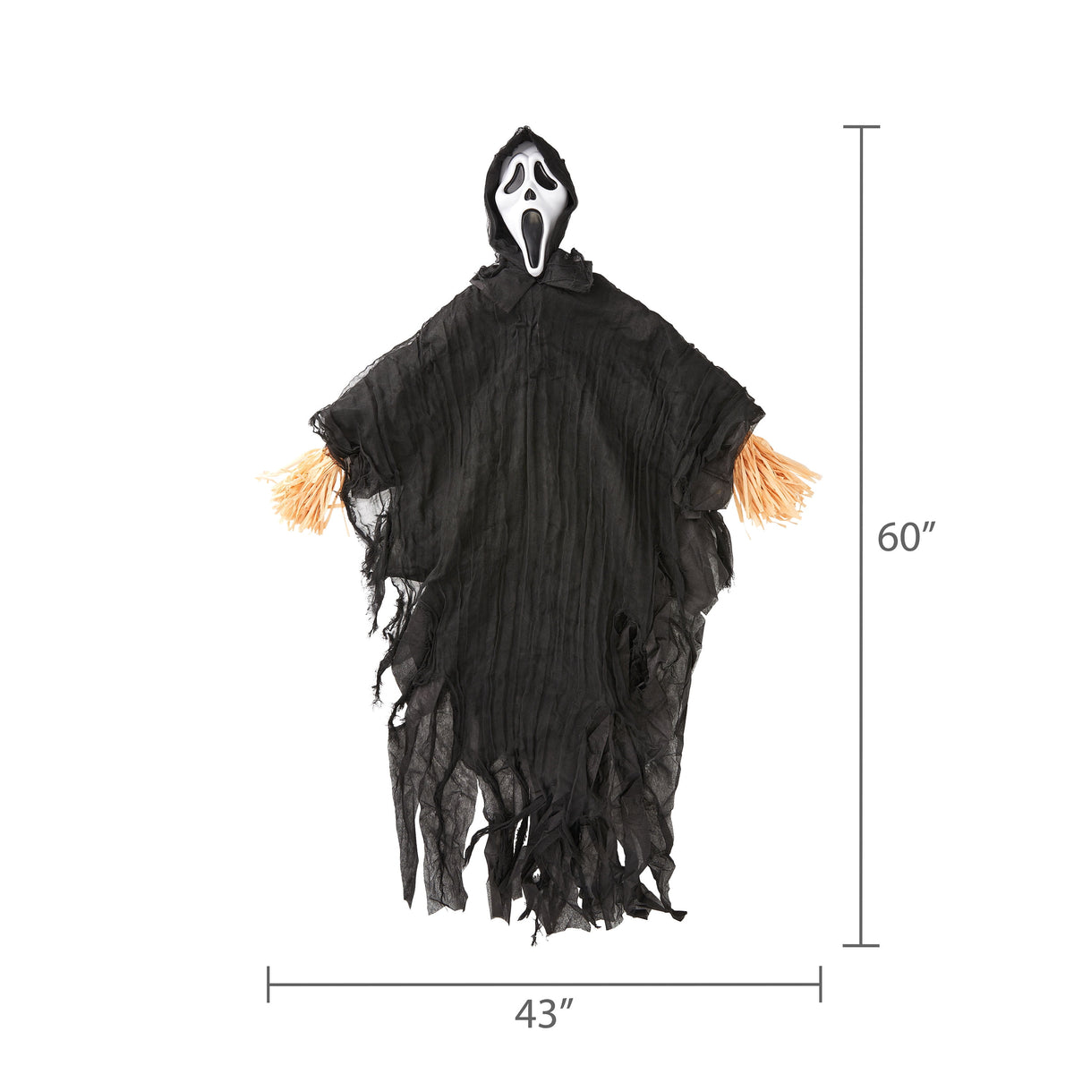Ghost Face Scarecrow, Black, 60", Halloween Plastic Outdoor Decoration, by Fun World