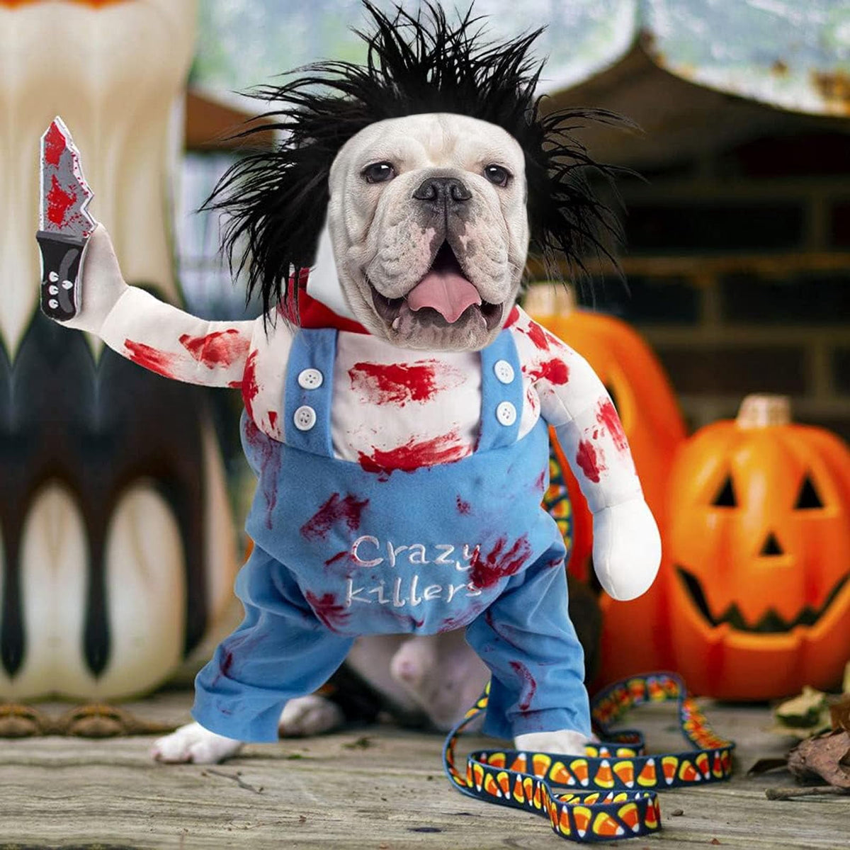 WILLED Halloween Deadly Dog Costume, Funny Pet Cosplay Christmas Outfit, Adjustable Party Dress Up Clothes for Small Medium Large Dogs