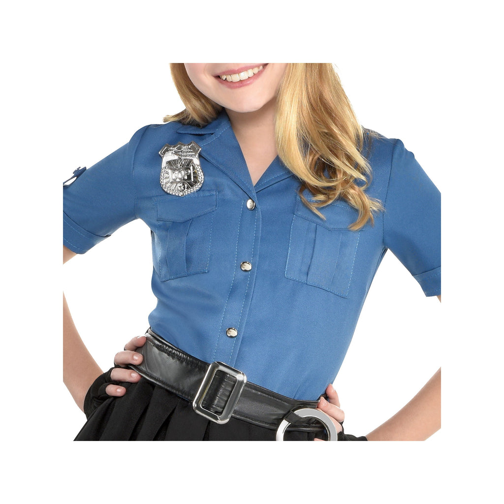 Cop Cutie Costume Set (X-Large 14-16) - Includes Dress, Hat, Belt, Fingerless Gloves, Footless Tights, Handcuffs - Perfect for Costume Parties & Halloween Fun
