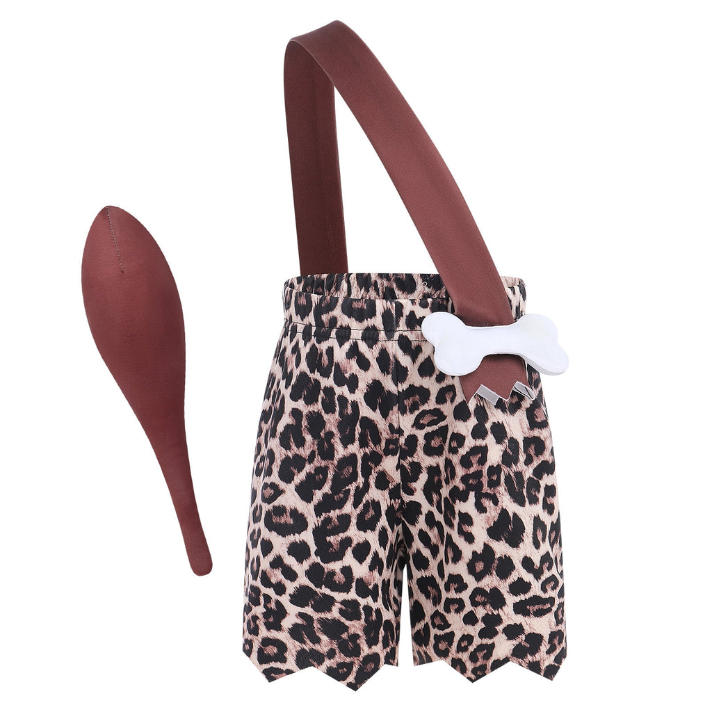 Kids Baby Bam Bam Costume Flintstone Costume Caveman Cavegirl Historical Stone Age Themed Birthday Outfit for Girls Boys Halloween Cosplay Dress Up Photo Shoot 2-3 Years Girl - Orange