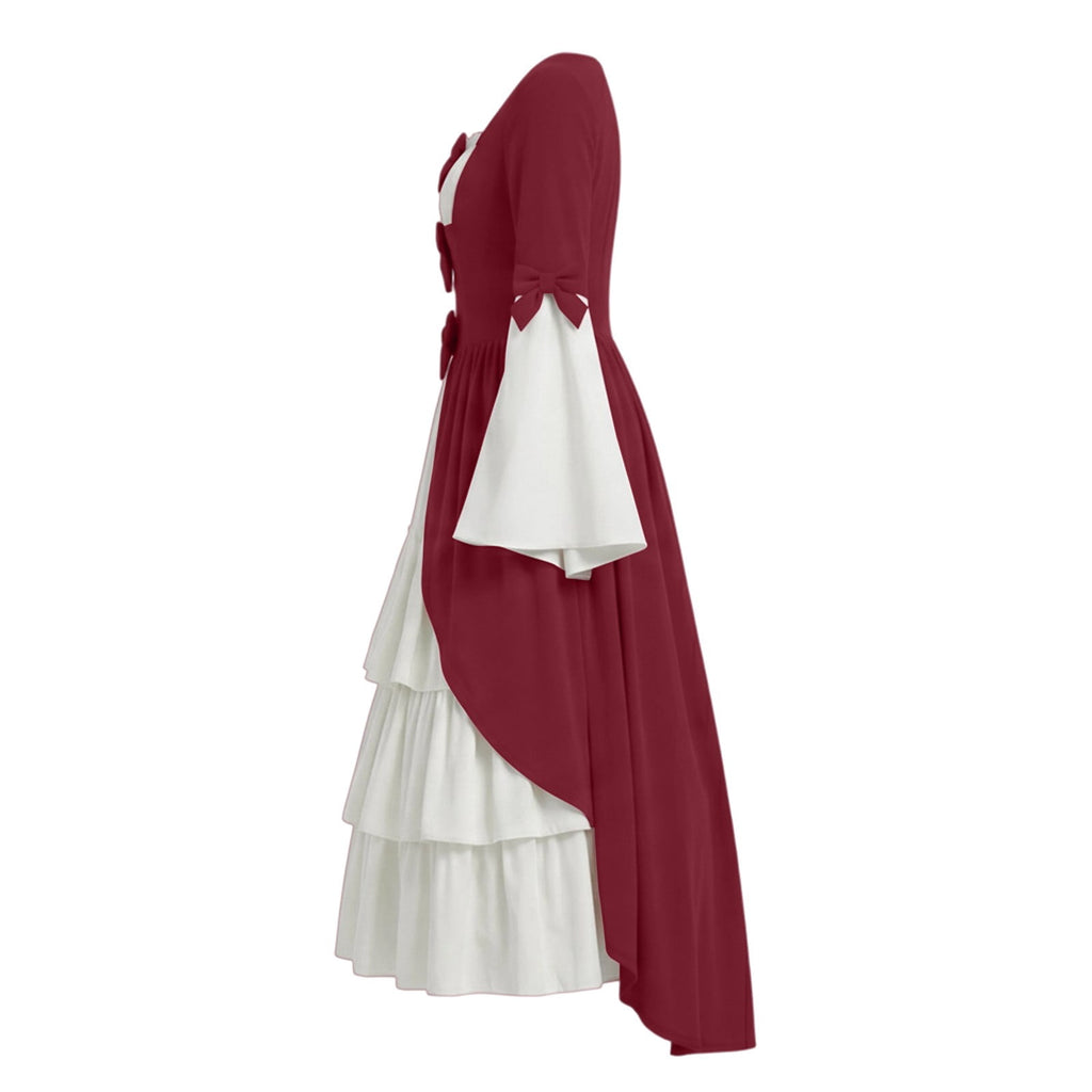 Gothic Dresses for Women Medieval Renaissance Halloween Costume Lace Up Corset High Low Ruffle Hem Square Neck Vintage Gown