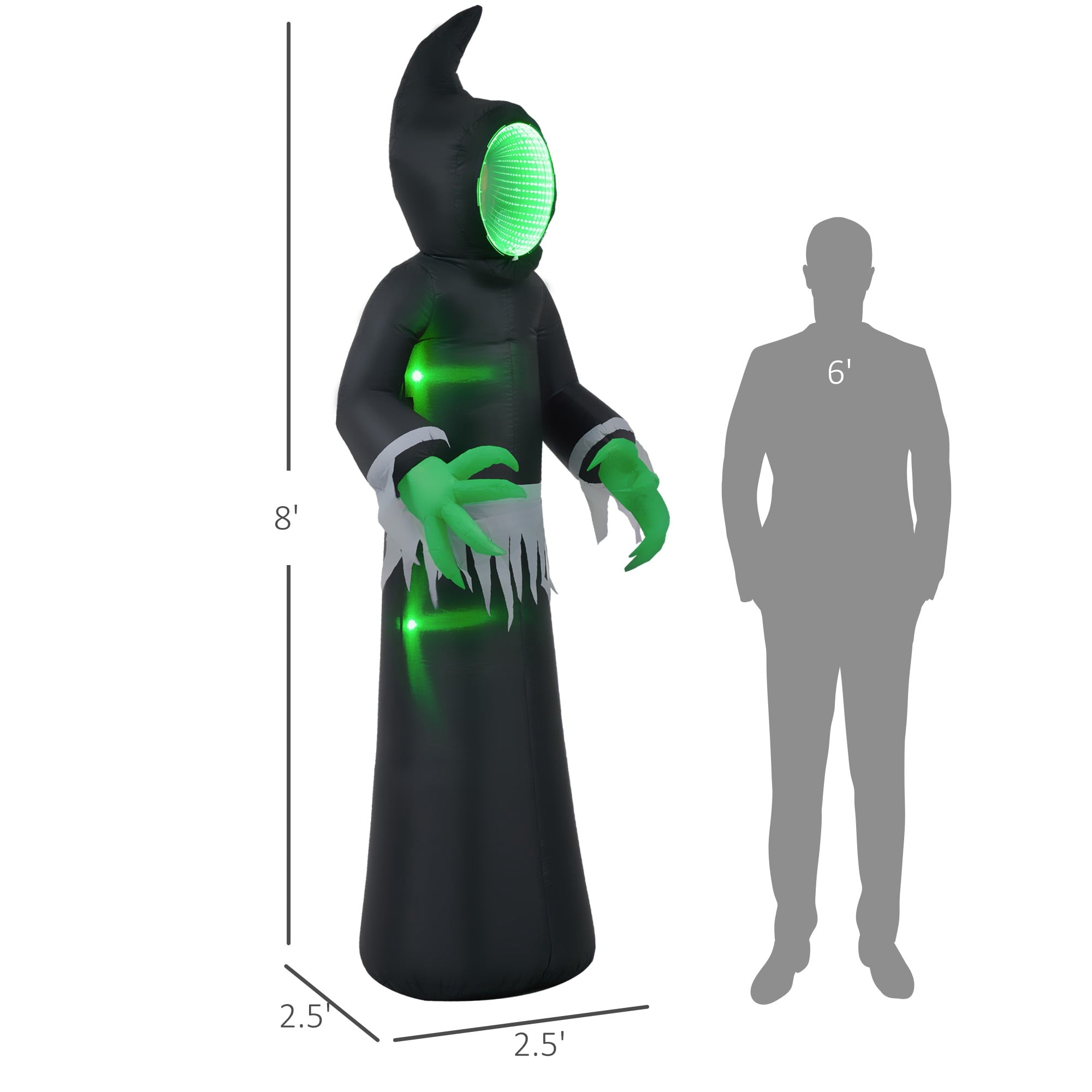 HomCom Vampire Giant Coffin Outdoor LED Waterproof Yard Inflatable, 2.6'