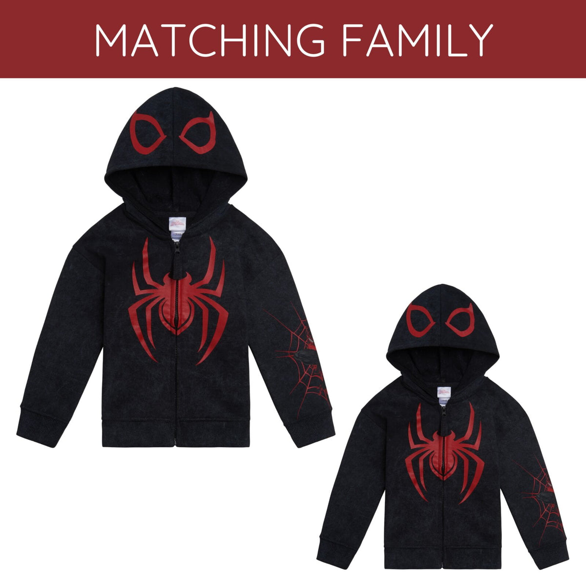 Marvel Spider-Man Adult Men or Women Cosplay Fleece Zip-Up Hoodie Miles Morales Charcoal