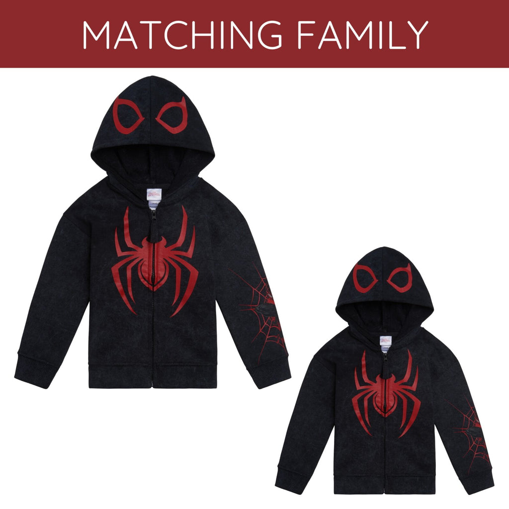 Marvel Spider-Man Little Boys' Cosplay Fleece Zip-Up Hoodie Miles Morales Black