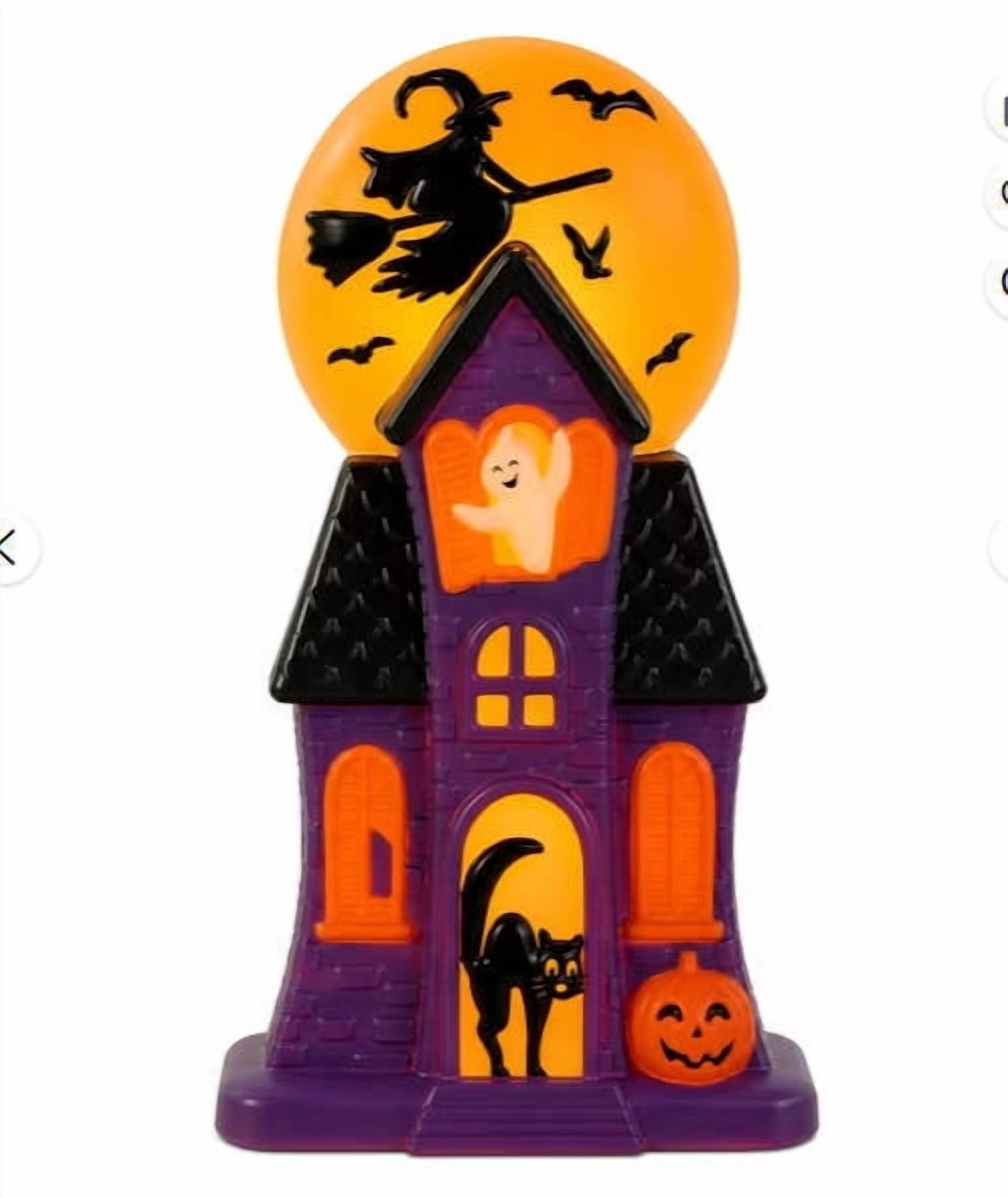 Halloween Haunted House Blow Mold Light - Crackr Pre-Lit Resin Spooky Mansion with Glowing Witch Moon, Barrl Retro Halloween Decorations