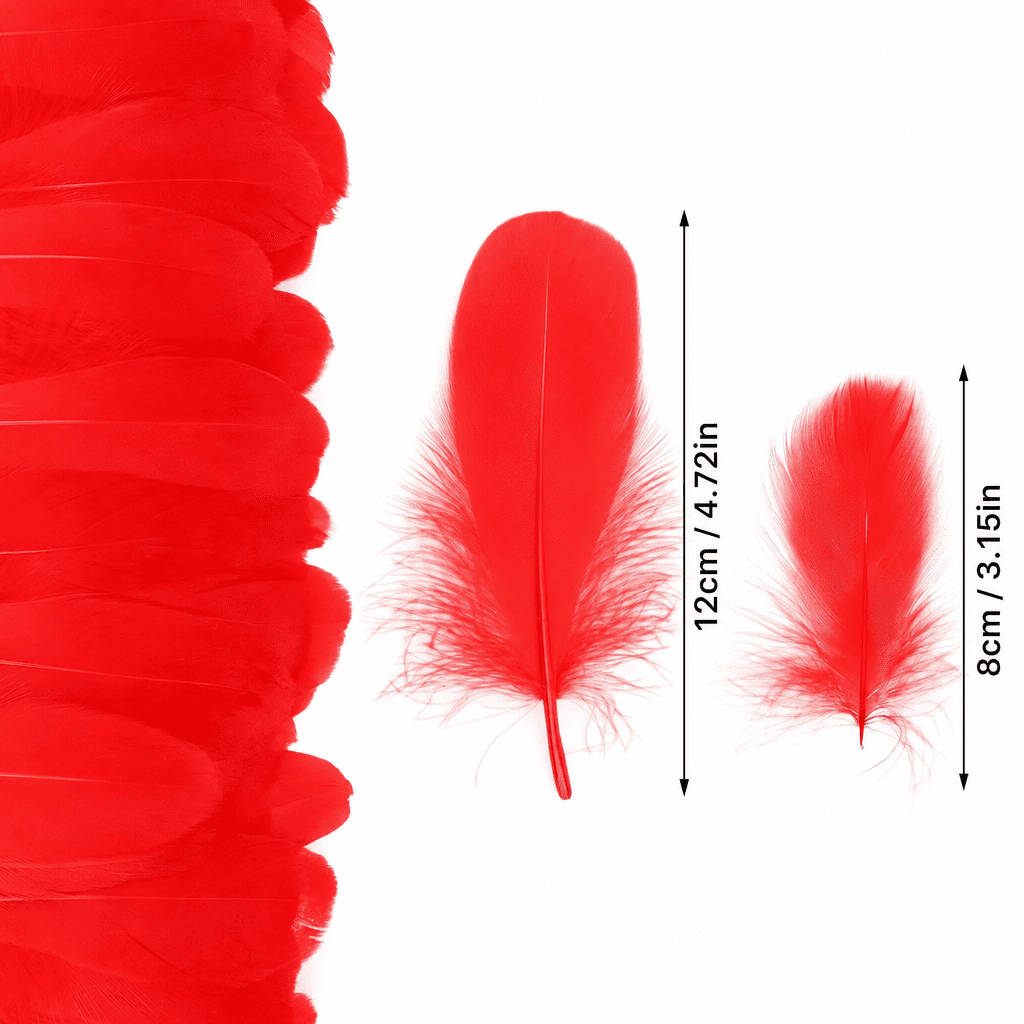 600PCS Red Feathers, 3-4.7 inch Feathers Bulk for DIY Crafts Wedding Halloween Costume Party Decorations Dream Catcher Supplies