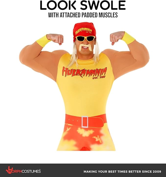 Morph Wwe Hulk Hogan Costume Men Halloween Costume for Men Red Medium