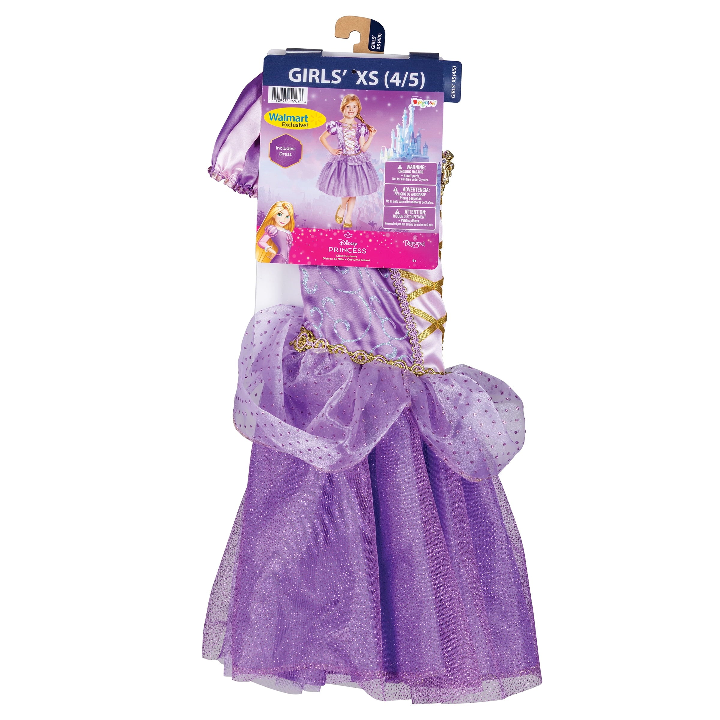 Disney Tangled Rapunzel Halloween Costume for Children, Girls Size XS (4/5), by Disguise