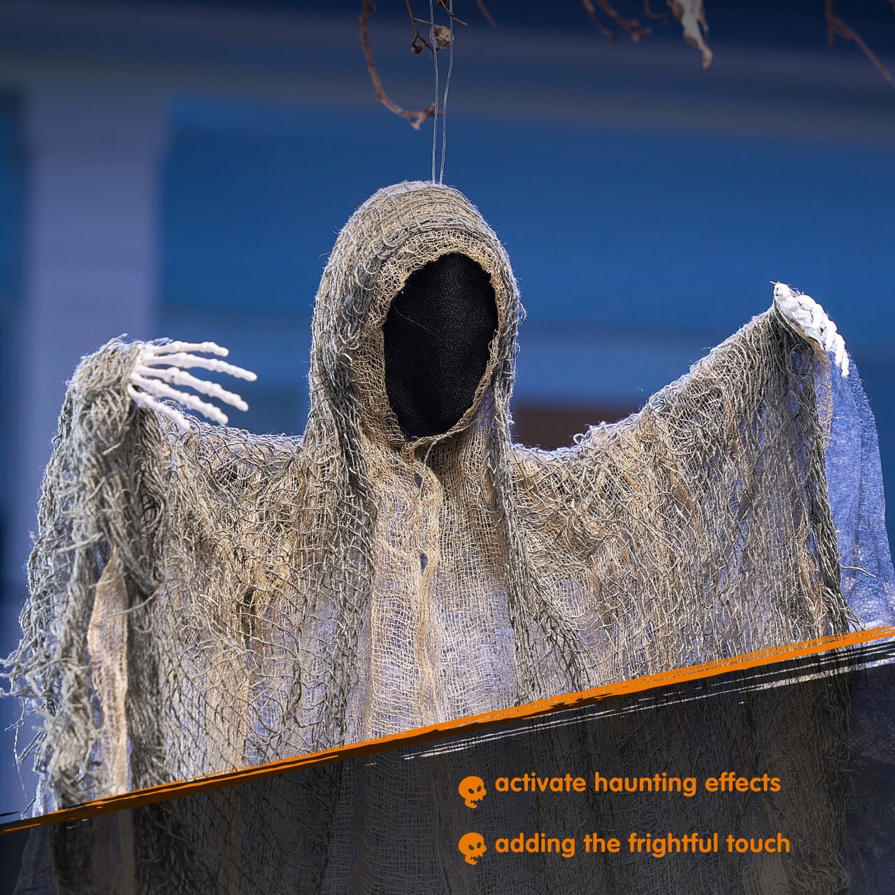 Joyfy 3 Pack Halloween Hanging Ghosts,Scary Skeleton Ghosts Grim Reapers Decorations for Halloween Indoor Outdoor Yard Home Decorations