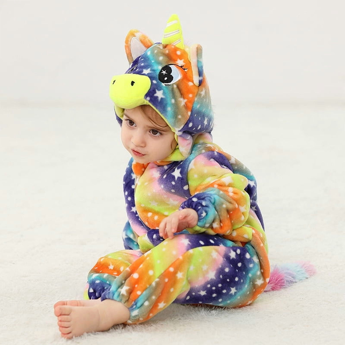 WIBACKER 0-3T Unisex Baby Animal Costume Winter Autumn Flannel Hooded Romper Christmas and Halloween Dinosaur Cosplay Jumpsuit