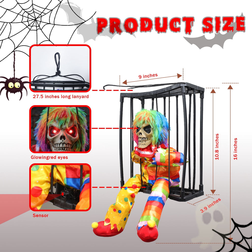 Magotan Screaming Animated Halloween Decorations, Outdoor Indoor Hanging Spooky Halloween Decoration, Scary Ghost Cage with Motion Sensor