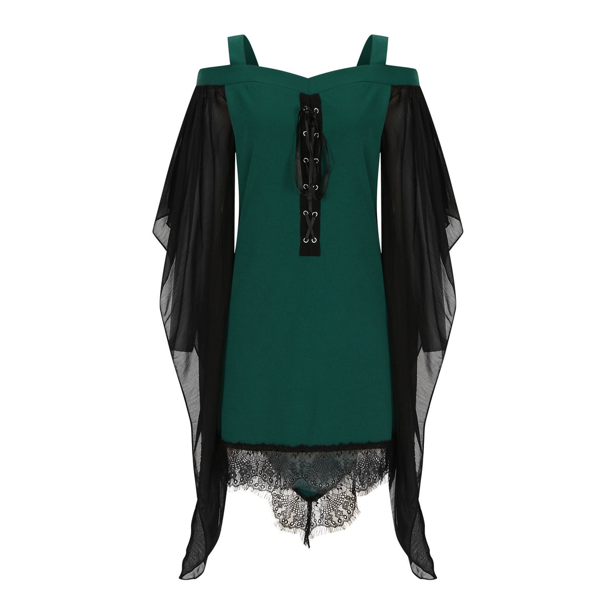 Gothic Lace Up Dress for Women Off-Shoulder Vintage Dresses Bell Sleeve Steampunk Medieval Costume Cosplay Halloween Dresses