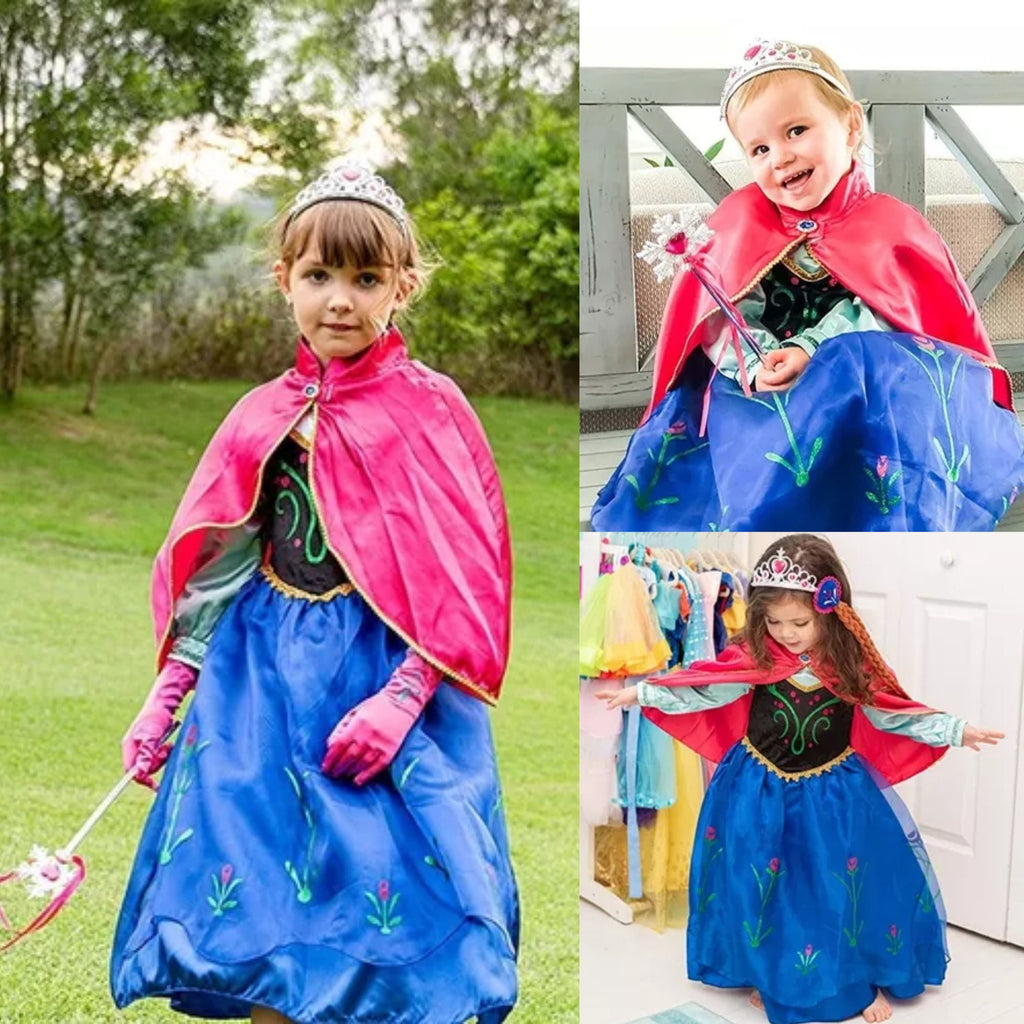 Jurebecia Princess Dress Snow Queen Costume for Girls Birthday Party Halloween Christmas Cosplay Outfit Toddler Kids 120 cm 5-6 Years