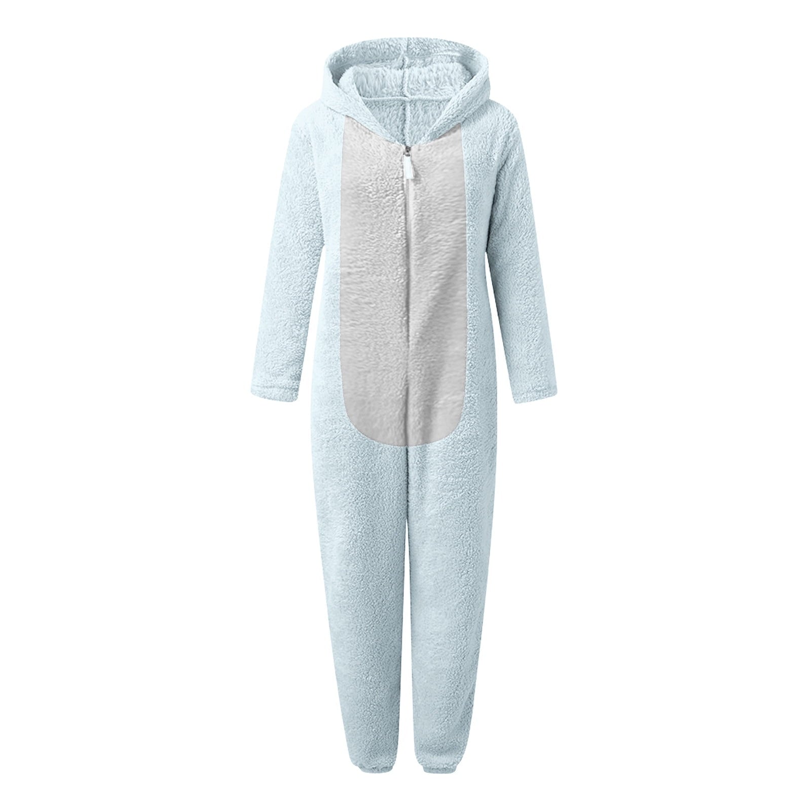 QATAINLAV Sherpa Fleece Jumpsuit for Women Winter Warm Fuzzy Onesie Pajamas Cute Cat Hooded Romper Casual Zip Up Overalls Sleepwear Black XL