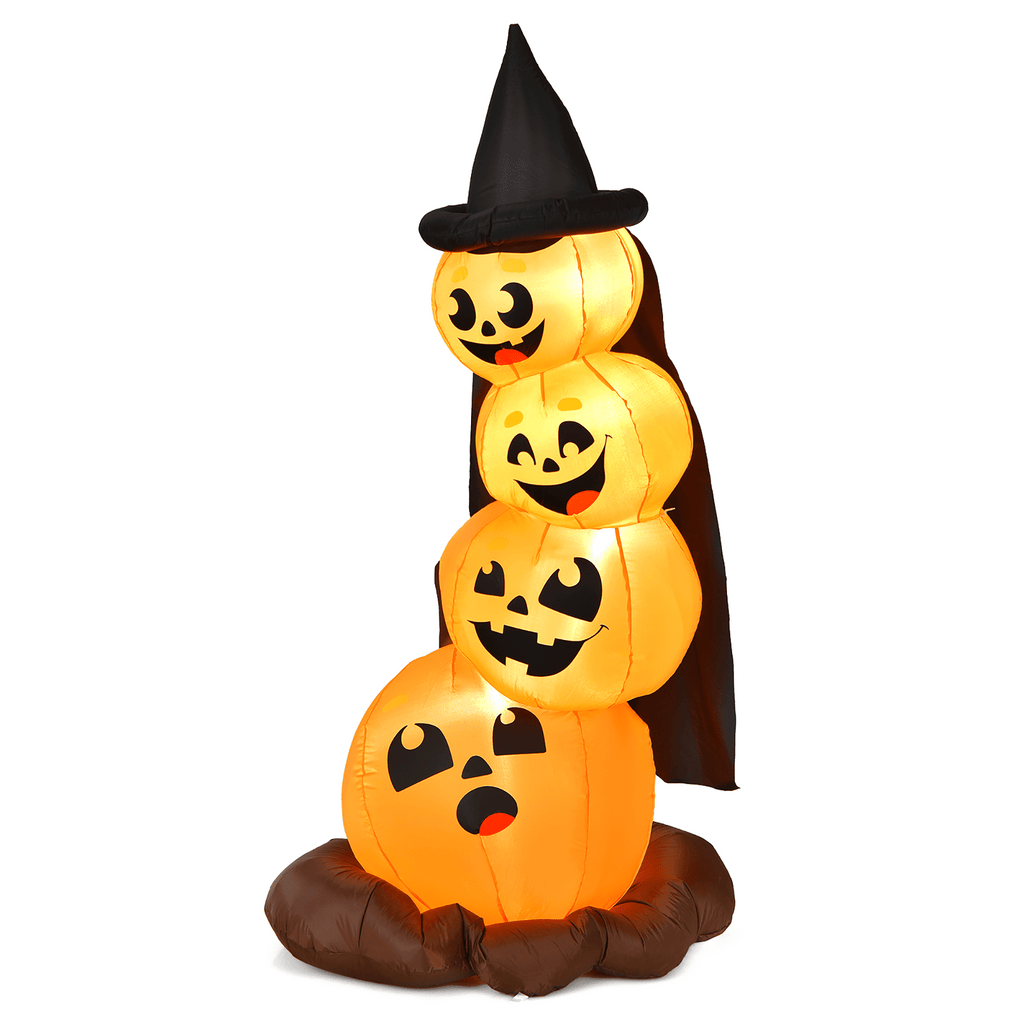 Costway 6.8FT Halloween Inflatable Pumpkin Combo Blow up Pumpkins w/ Witch’s Hat