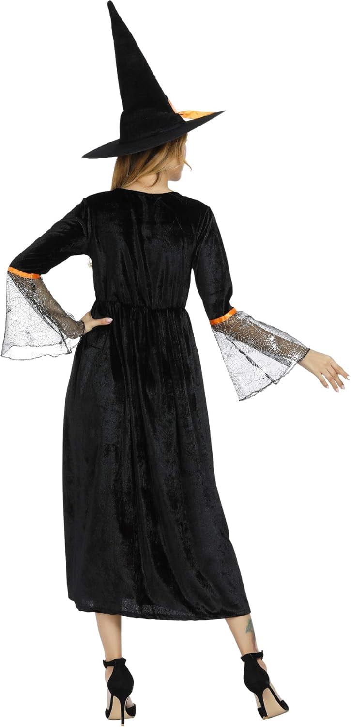 Halloween Witch Costume for Women, Halloween Gothic Witch Dresses for Fancy Dress Party Purple XL