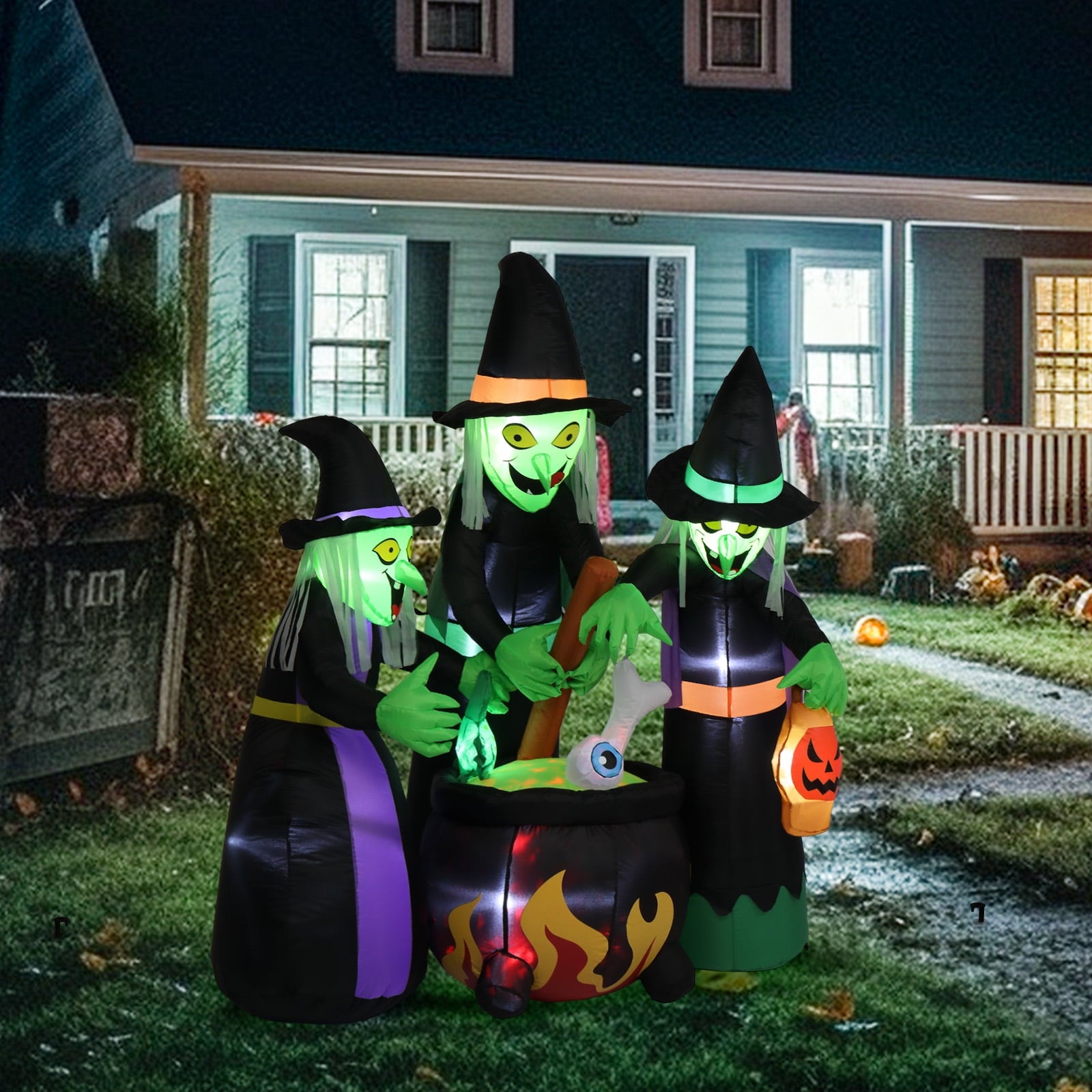 Ktaxon 6' Halloween Inflatables Outdoor Halloween Witches Decoration Blow up Witches