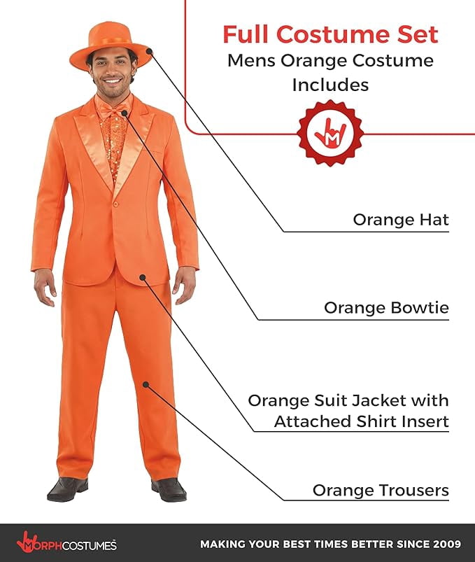 Fun Shack Mens Lloyd Comedy Costume Adult 90s Movie TV Orange Suit Film Halloween Orange M