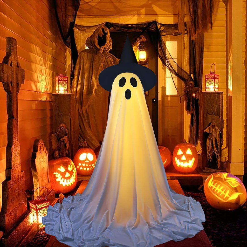 BZPIZ Halloween Decorations Outdoor Halloweens Party Decoration Indoor Spooky Ghost Halloween Decor with String Lights Easy to Assemble Ghost Decorations for Porches Yards Gardens Lawn Big Size