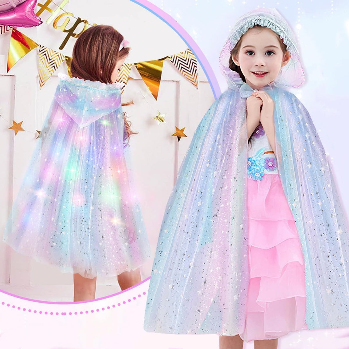 Princess Dress Up for Girls 4-6, Light Up Princess Toys for Toddlers Age 3 4 5 6