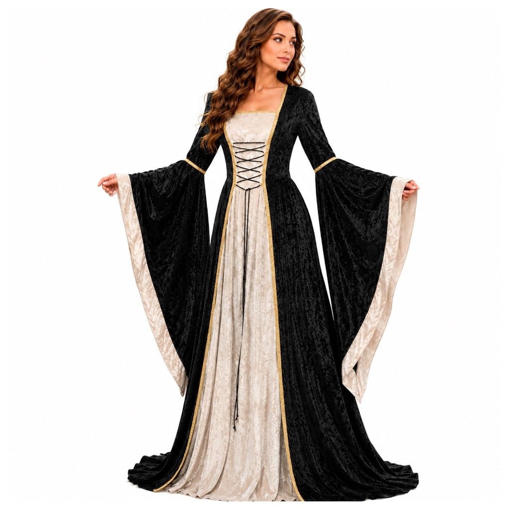 Witch Dress for Women Costume Halloween Vampire Dress 2026 Gothic Witch Costume Women Renaissance Medieval Velvet Outfit Cosplay Party White S