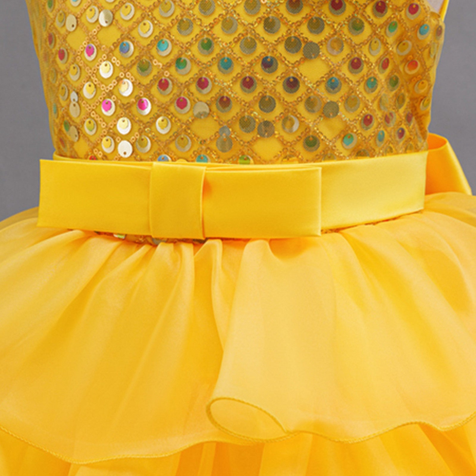 Toddler Dance Yellow Sequin Dress Tulle Dance Dresses Dance Kids 80s Outfits for Girls Dance Performance Outerwear 3-4 Years