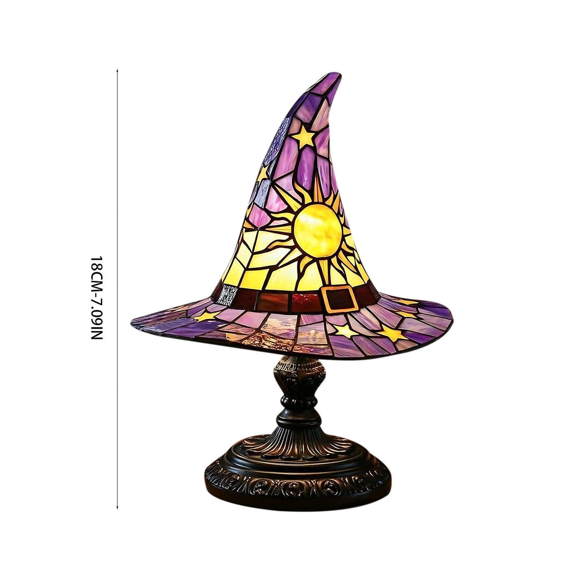 Clearance Halloween Table Lamp Decorations, Witch Hat Lamp Gifts - Handcrafted Retro Resin Witch Lamp, USB Powered Gothic Wizard Hats Night Light, Home Decor Accent Lamps for Bedroom