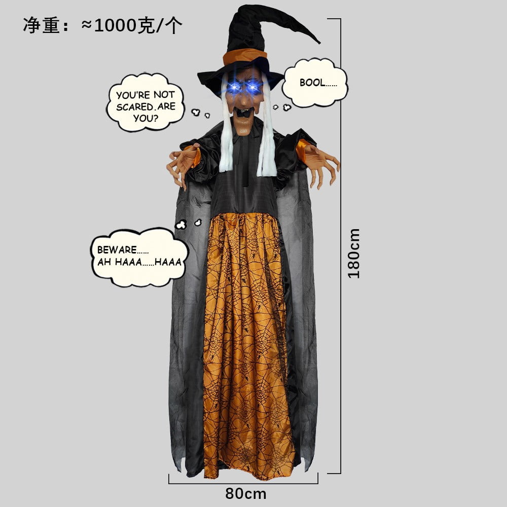 Halloween Animatronics Witch Clearance, Voice Activated Purple Escape Haunt Halloween House Décor & Fright Fest Prop, Life Size Animated Halloween Decoration Outdoor