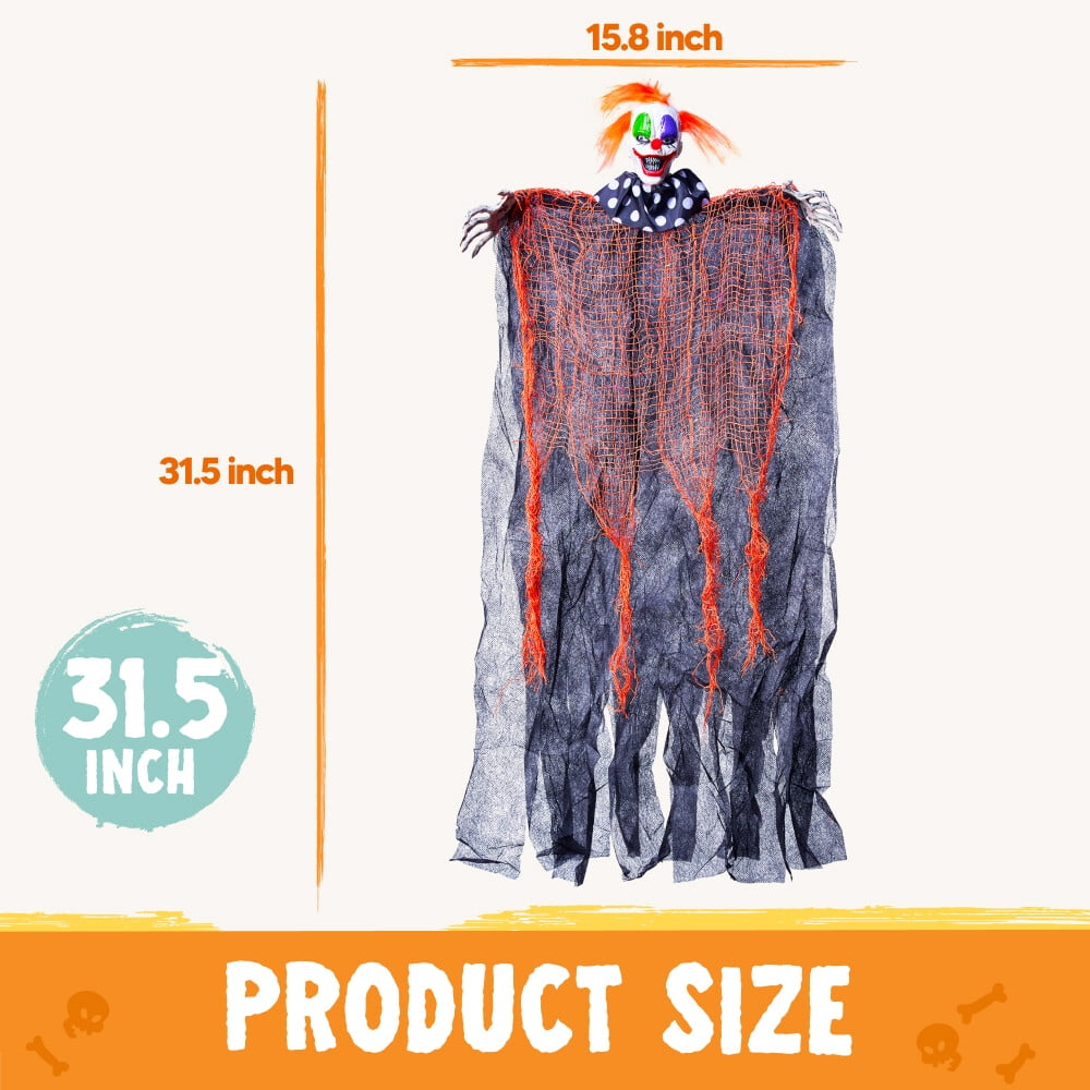 Joyfy 4 Pcs Halloween Decorations Outdoor Hanging Clown Ghost,29" Scary Outdoor Halloween Decor for Halloween Haunted House Decor Props
