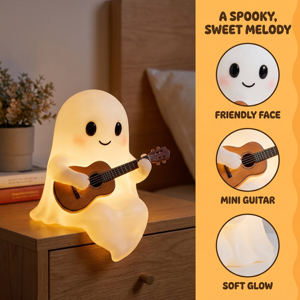 YZEGDCH Halloween 3D Ghost Campfire Flickering Night Light 2 Funny Roasting Marshmallows at Campfire LED Electric Faux Flameless Campfire Nightlight Funny Halloween Decor