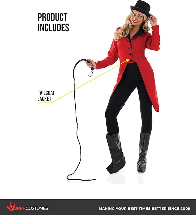 Fun Shack Womens Circus Ringmaster Jacket Ladies Lion Tamer Fancy Dress Costume Halloween Red L
