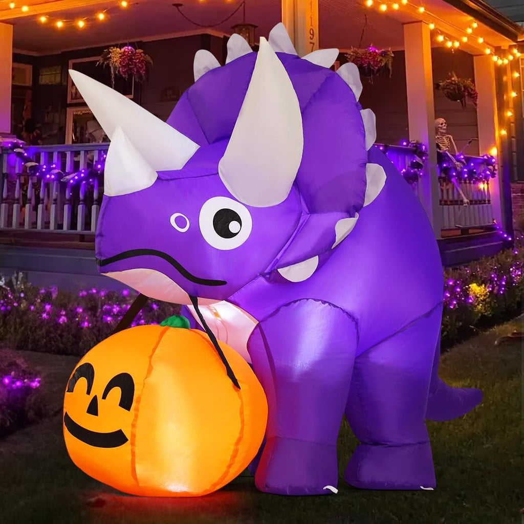 GOOSH Halloween Inflatable 5 FT Halloween Dinosaur Inflatable, Inflatable Halloween Dinosaur Halloween Dinosaur Decorations with LED Lights, Halloween Decorations Inflatables Clearance for Holiday