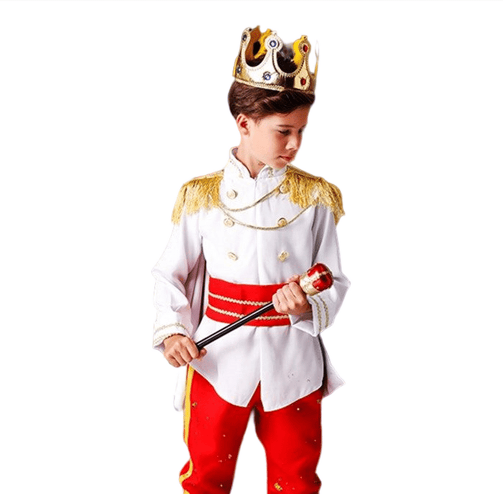 CHOYURME CHONYURM Boys Medieval Royal Prince King Costume, Kids Halloween Cosplay Party Outfit with Crown Scepter Cape Full Set