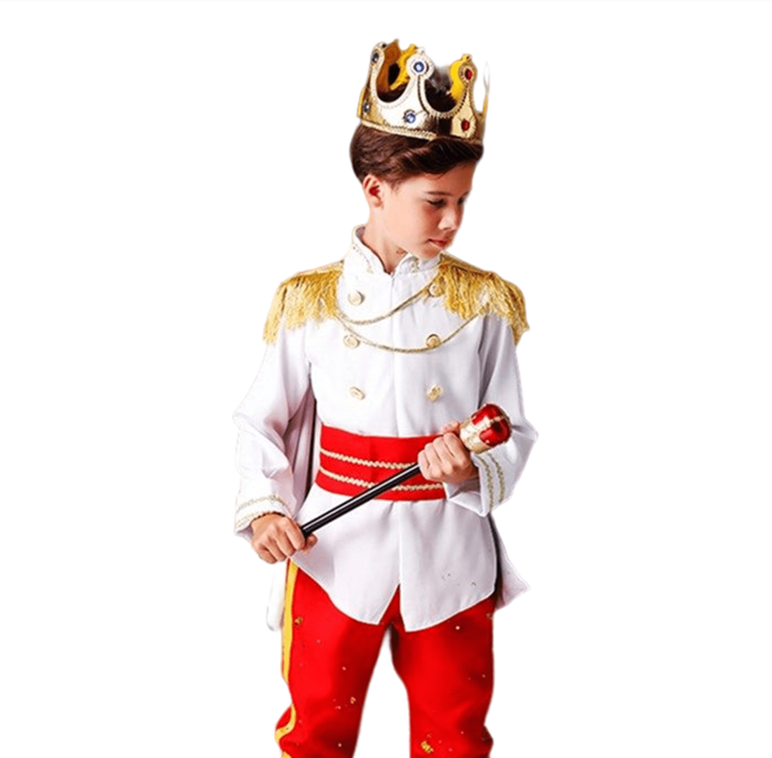 CHOYURME CHONYURM Boys Medieval Royal Prince King Costume, Kids Halloween Cosplay Party Outfit with Crown Scepter Cape Full Set
