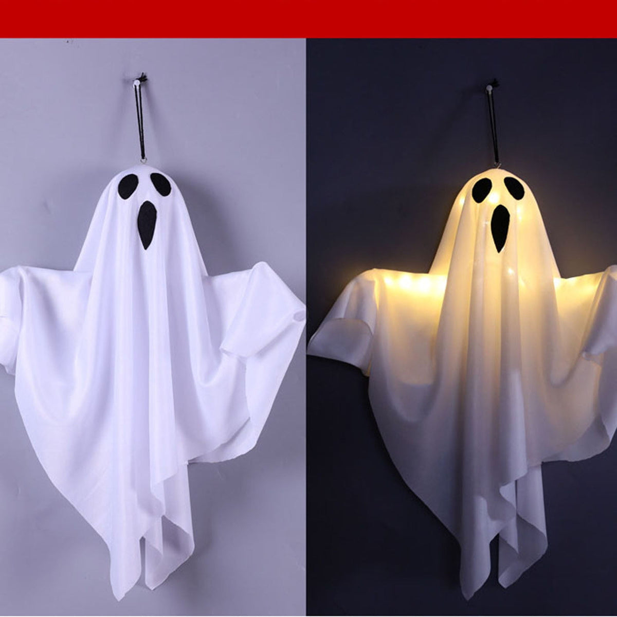 Darzheoy Halloween Decorations 20" Hanging Ghosts Light Up Decor Warm LED Ghost Light Bedroom Wall Indoor Outdoor Fall Party Garden Patio Front Porch Yard Halloween Ghost Decor Gifts