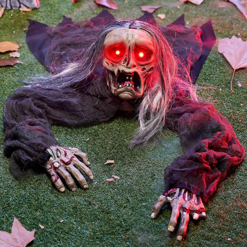 Joyfy Halloween Groundbreaker Halloween Decorations Zombie with Sound and Flashing Eyes,Outdoor Scary Halloween Yard Decorations
