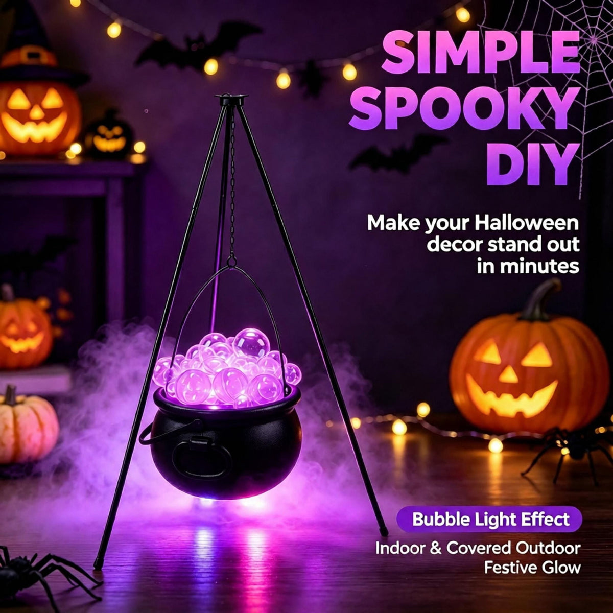 Muecwrye Halloween Decorations Outdoor, Halloween Clearance! Halloween Witches Cauldron with Lights, DIY Bubbling Cauldron Set Decor for Home Porch Outside, Halloween Party Supplies( Without Tripod)