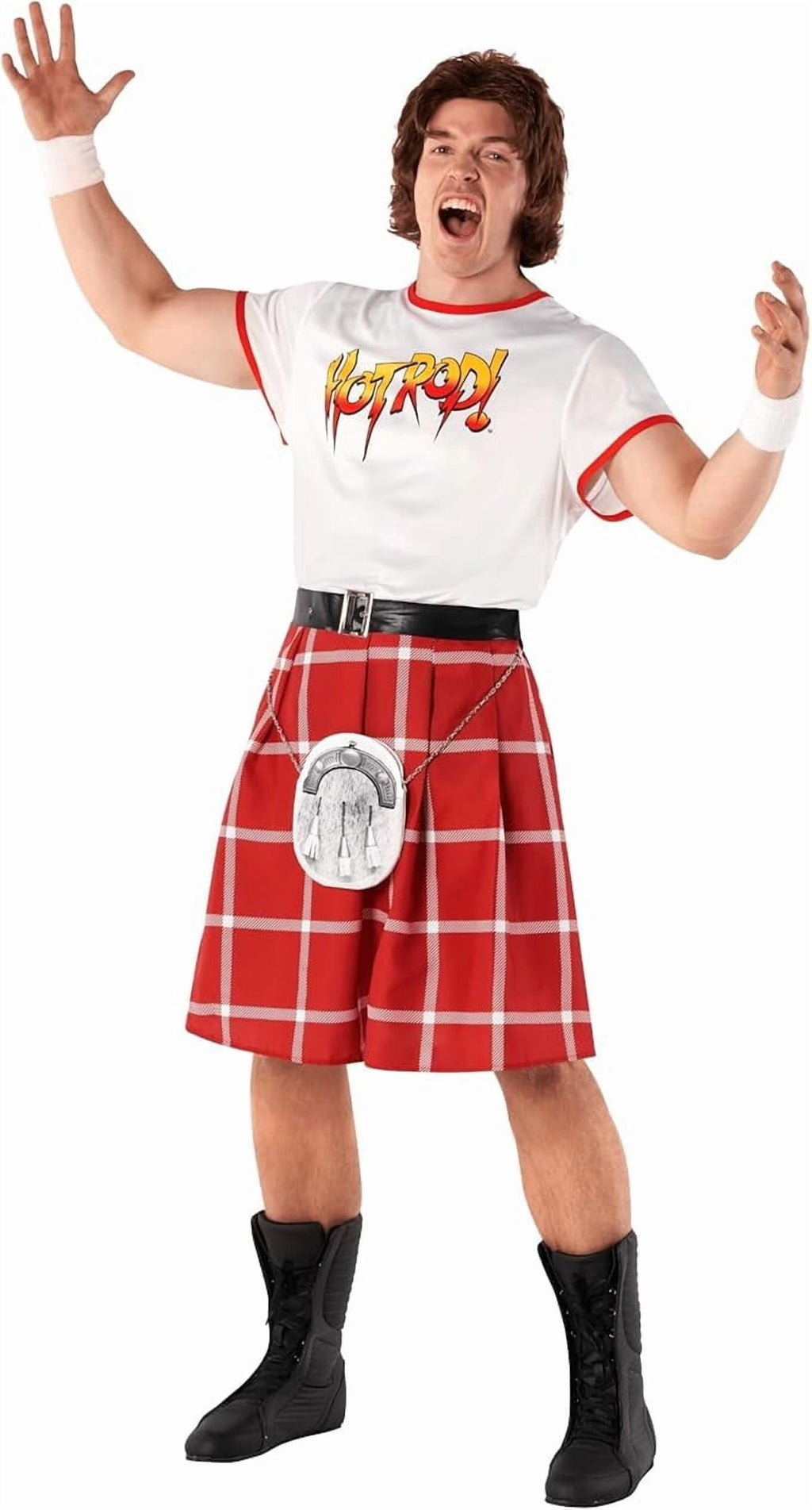 Morph Morph Rowdy Roddy Piper Costume for Men | Wwe Elite Roddy Piper Wrestling Costume | Adult Wrestling Costumes Halloween Costume for Men Multicolored Large