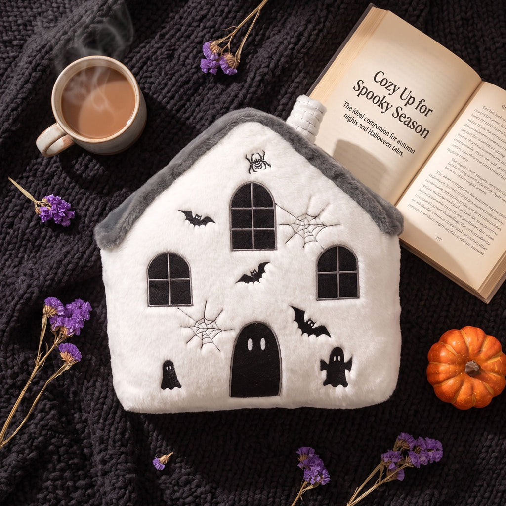 Halloween Ghost Reading Book Throw Pillow Cover, Spooky Library Bookshelf Skull Candlestick Decorative Pillowcase, Retro Halloween Cushion Cover
