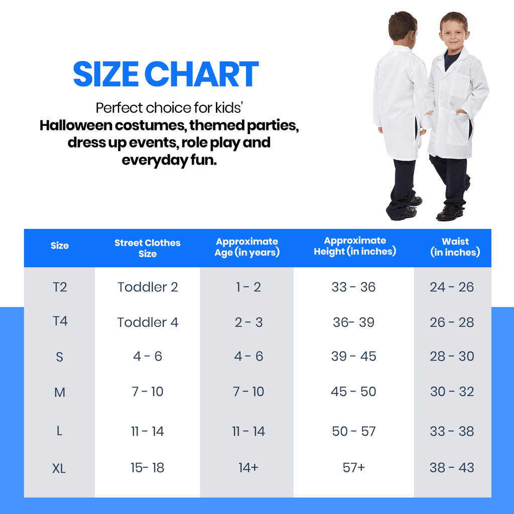 Dress Up America Kids White Lab Coat Doctor Costume Scientist Costume for Boys & Girls