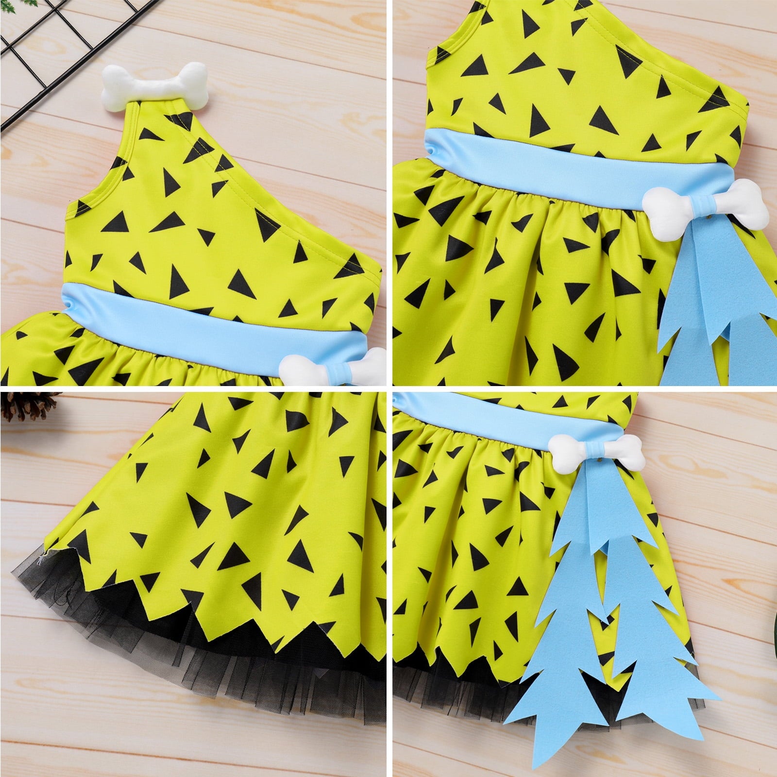 IWEMEK Girls Dress Cosplay Cavegirl Costume for Infant Girl Cute Casual Summer Comfy Tutu Stone Age Themed Birthday Outfit