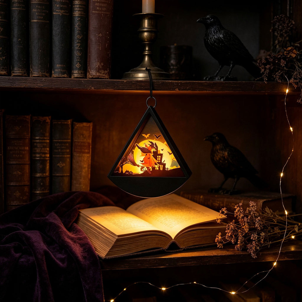 Cheapark Halloween Lanterns Decorations, Battery Operated Black Pumpkin Witch Lanterns, Flickering Light For Indoor Party Home Decor