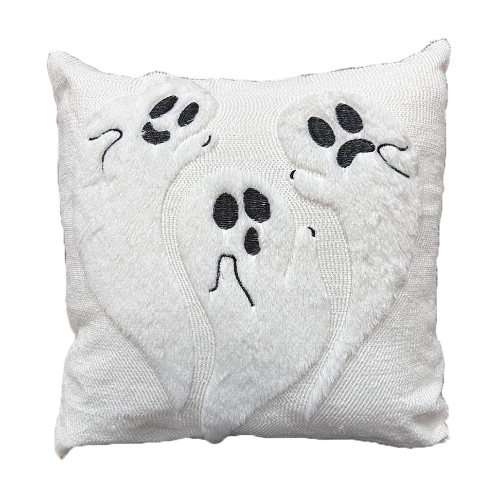 Yeciiwht Halloween Throw Pillow Cover – 18*18inch Embroidered Linen Cushion Case with Ghost, Mummy & Bat Designs, Invisible Zipper, Machine Washable