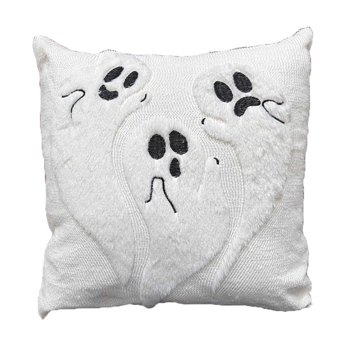 Yeciiwht Halloween Throw Pillow Cover – 18*18inch Embroidered Linen Cushion Case with Ghost, Mummy & Bat Designs, Invisible Zipper, Machine Washable