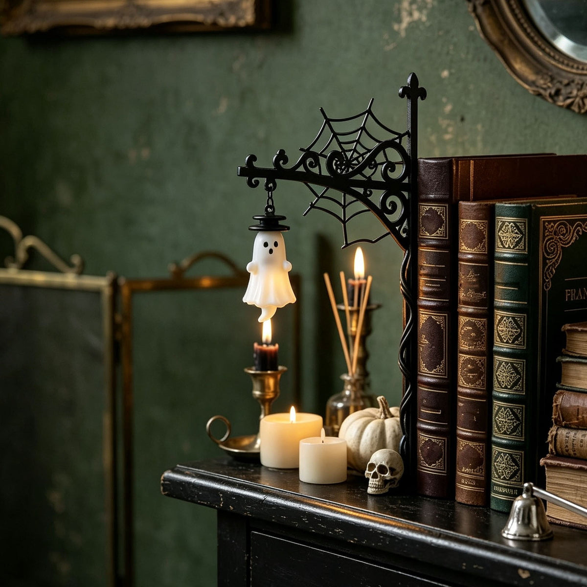 Halloween Ghost Library Lantern Decorative Bookshelf Lighting, Reading Book Shelf Lights for Study Reading Corner Home Library Gift for Book Lovers Bookworms